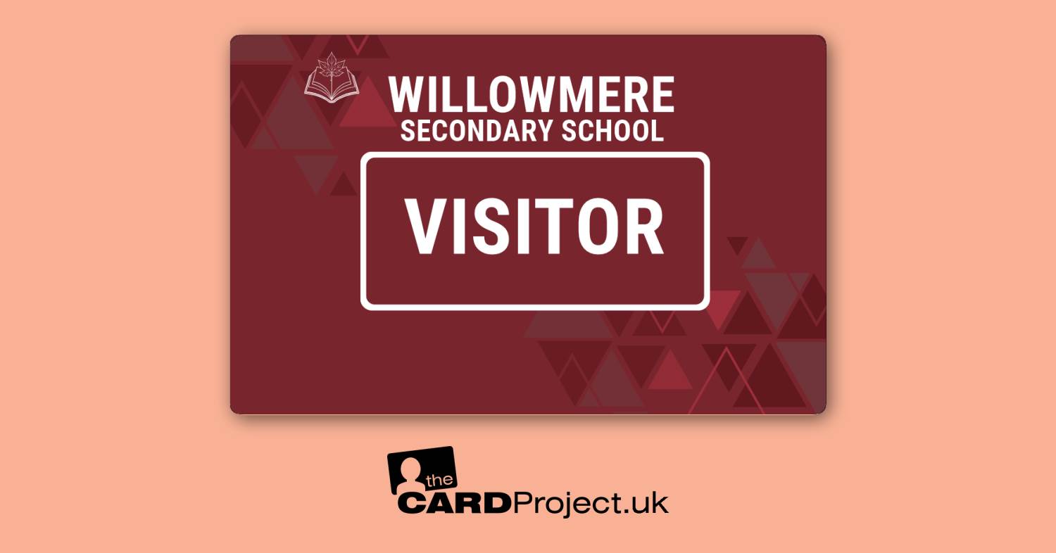 Secondary School Maroon Geometric Visitor Card (FRONT)